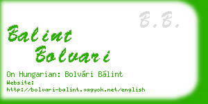 balint bolvari business card